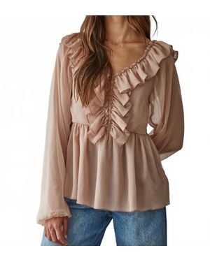 By Together Dreamy Cascade Ruffle Top - Brown