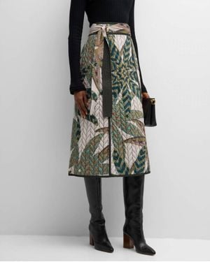 Marie Oliver Zoie Quilted A-Line Cotton Midi Skirt - Multicolor