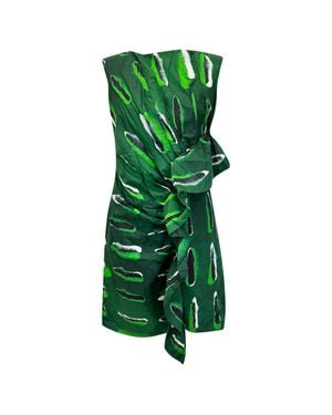 Dries Van Noten X Len Lye Ruched Abstract-Print Mini Dress - Green