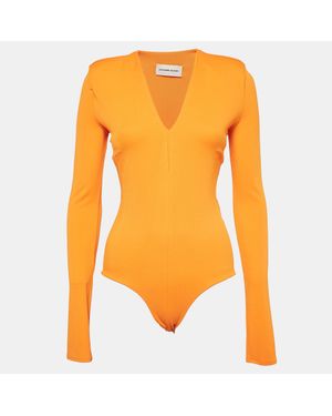 Alexandre Vauthier Jersey V-Neck Bodysuit - Orange