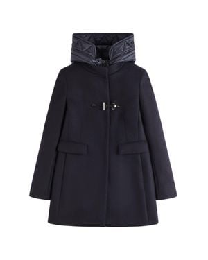 Fay Frog Toggle Padded Bib Wool-Cashmere Coat - Blue