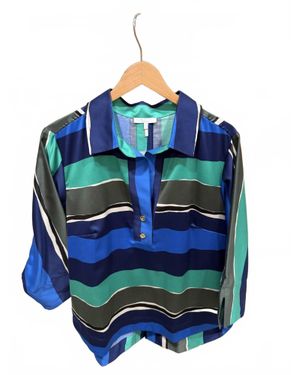 Hinson Wu Three-Quarter Sleeve Blouse - Blue
