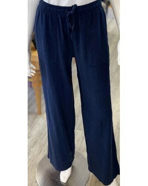 Bobi Wide Leg Tie Waist Pant - Blue