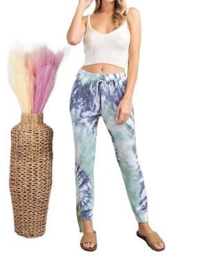 Eesome Elastic Waist Tie Dye Jogger Pants - Blue