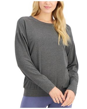 Alfani Super Soft Modal Long-Sleeve Sleep Top - Gray