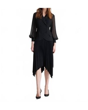 Theo the Label Atlas Pleated Dress - Black