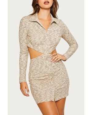 Pretty Garbage Cutout Collared Mini Dress - Natural