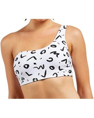 Volcom Tag Ur It Printed Reversible One Shoulder Bikini Top - Black