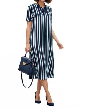 Calypso St. Barth Striped Knit Bon Bon Dress - Blue