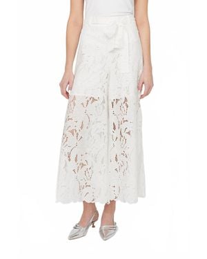 FRANK LYMAN High-Waisted Floral Pants - White