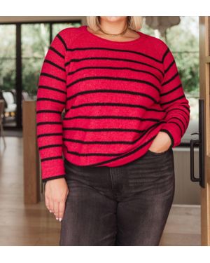 Sew In Love Knit Striped Sweater - Red