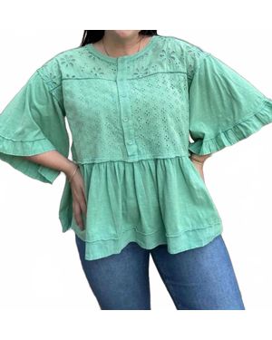 Easel Eyelet Mix Top - Green