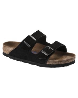 Birkenstock Arizona Soft Footbed Suede Leather Sandals - Black