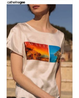 Catherine Gee Postcard Silk Tee - Blue