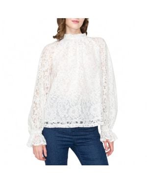 Love Wednesday Vintage Floral Lace Blouse - White