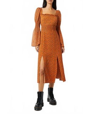 French Connection Francine Callie Smock Midi Dress - Orange