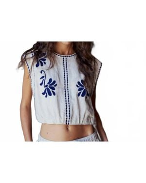 Melissa Nepton Reine Sleeveless Embroidered Top - Blue