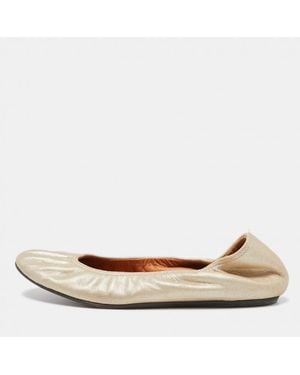 Lanvin Metallic Leather Scrunch Ballet Flats - Brown