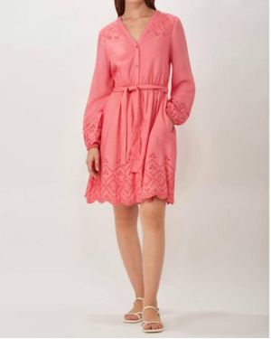 ecru Eyelet Dress - Pink