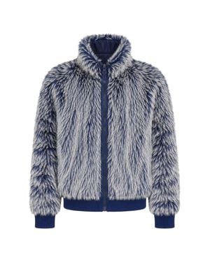 DIESEL Plush Faux Fur Jacket With Ribbed Details - Blue