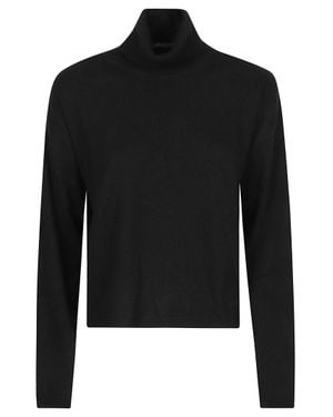 Woolrich Comfort Turtle Neck Cropped Wool-Blend Turtleneck - Black