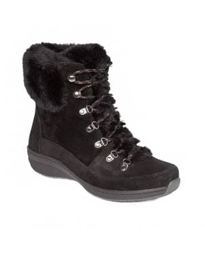 Aetrex Jodie Fur Lace Up Boots - Black