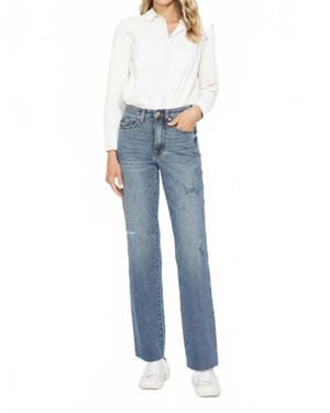 Judy Blue Tummy Control Straight Raw Hem Jeans - Blue