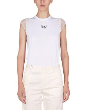 DSquared² T-Shirt With Sheer Mesh Sleeves - White