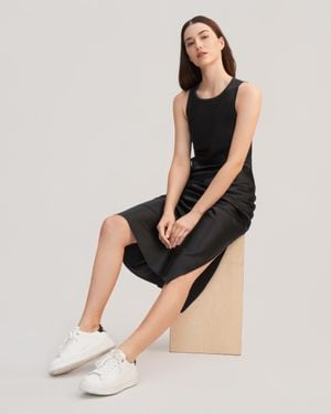 LILYSILK Slouchy Chic Bias Silk Maxi Dress - Black