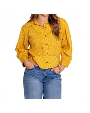 Ivy Jane Golden Hour Cropped Button Up - Metallic