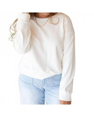 Mystree Cozy Comfort Washed Terry Top - White