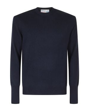 Ballantyne Crew Neck Ribbed Cashmere Sweater - Blue