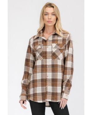 TRUEDAMES Oversized Plaid Flannel - Natural