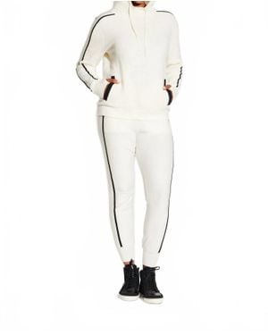 Circular Path Double Stripe Pullover Hoodie - White