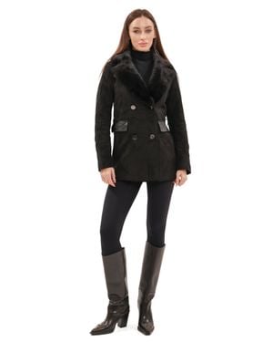 Alaska® Outerwear Genuine Mink Fur Eco Suede Jacket - Black