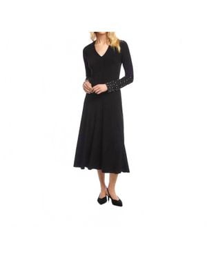Karen Kane Kate Beaded Sleeve Midi Travel Dress - Black