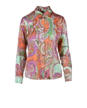 Motel Vibrant Paisley Viscose Classic Collar Shirt - Red
