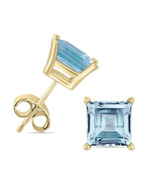 SSELECTS 14K 5Mm Square Aquamarine Earrings - Blue
