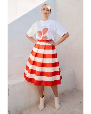 Jade By Jane Jayne Striped Midi Skirt - Red