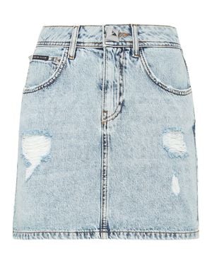 Philipp Plein Denim Mini Skirt - Blue