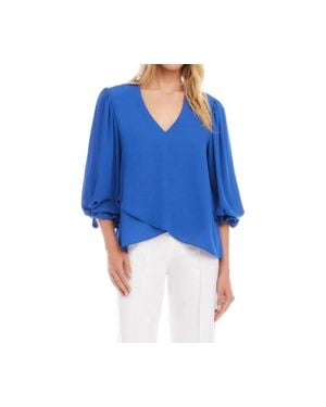 Karen Kane Layered Sleeve Asymmetric Top - Blue