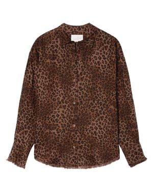 MC2 Saint Barth Relaxed Fit Leopard Print Linen Shirt - Brown