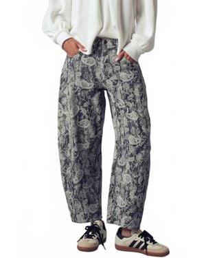 Urban Daizy Paisley Print Cropped Wide Leg Pants - Gray
