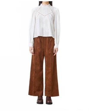 Suncoo Johan Wide Leg Vegan Suede Pants - White