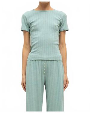 Leset Pointelle Slim Fit Tee - Green