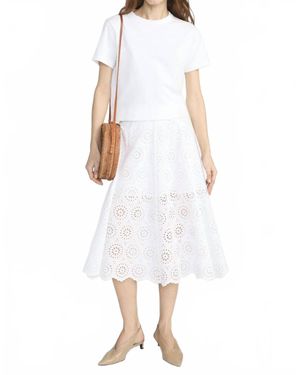 FRAME Solstice Eyelet Skirt - White