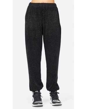Michael Lauren Zane Glitter Velour Sweatpants - Black