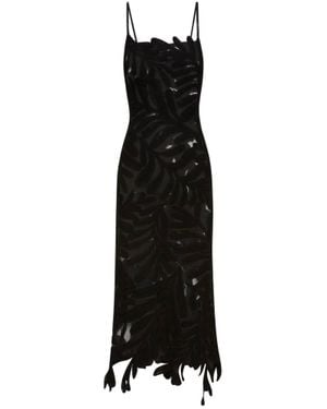 Oscar de la Renta Fern Crochet-Knit Midi Dress - Black