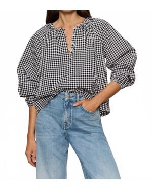 Sanctuary Perfect Gingham Button Front Blouse - Blue