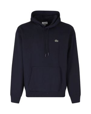 Lacoste Drawstring Hooded Cotton-Blend Sweatshirt - Blue